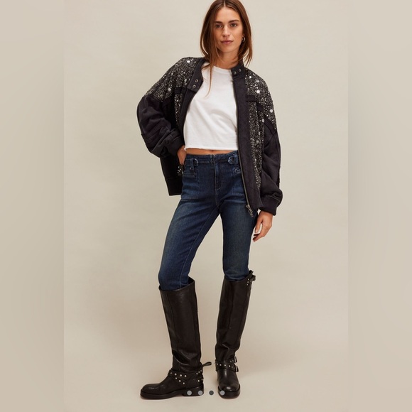 Free People Sparkle Sweatshirt - Black combo - MEDIUM NWT - Picture 3 of 6